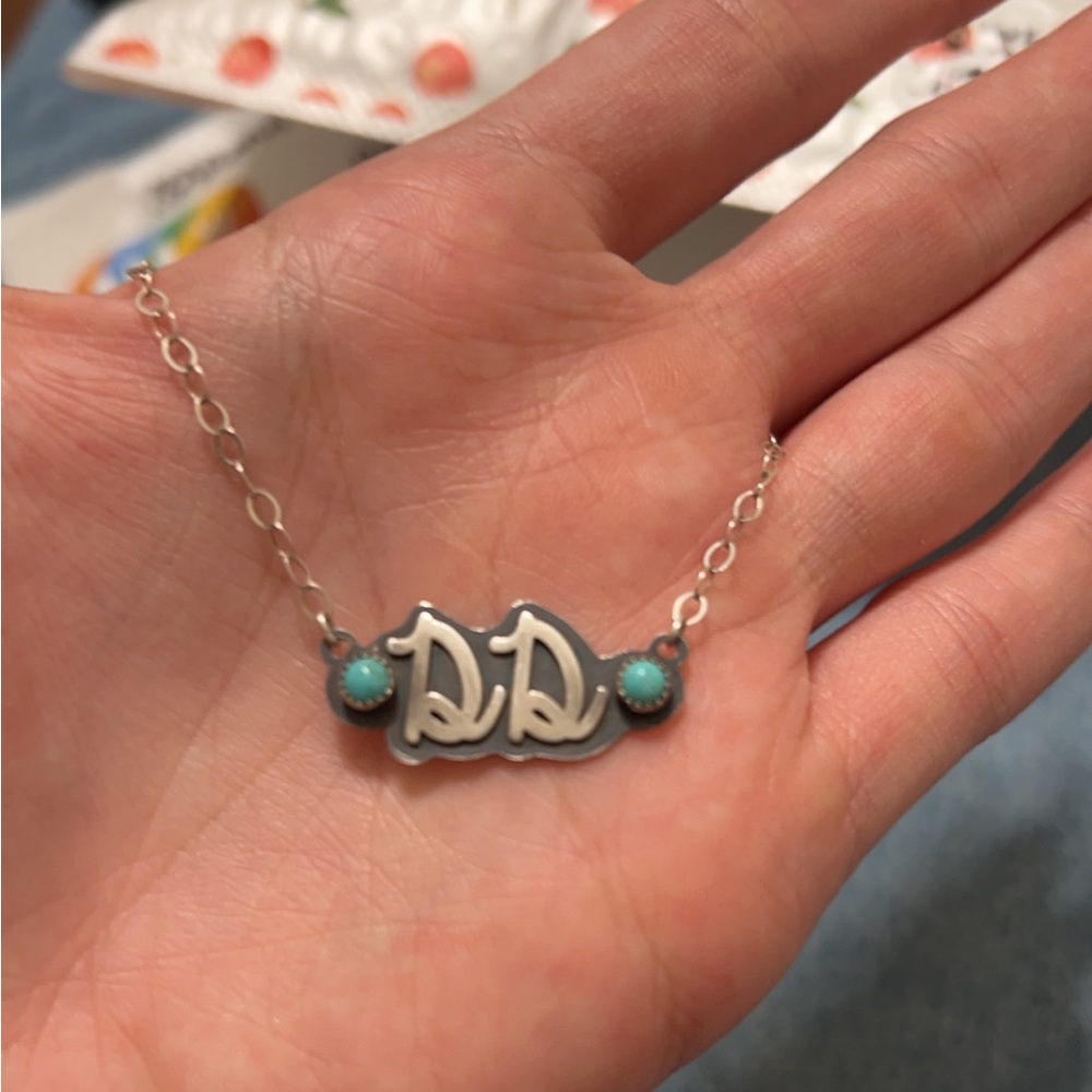DD sterling silver and authentic turquoise custom necklace
